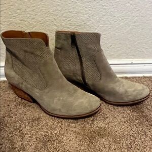 Kork-Ease Taupe Suede Ankle Booties